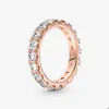 Sparkling Row Eternity Stacking Ring för Pandora 18K Rose Gold Wedding Party Rings Designer Jewelry for Women Mens Crystal Diamond Par's Ring med originallåda