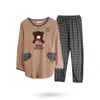 Women's Sleepwear Autumn Lovers Cotton Male's Or Female's Long-sleeve Cartoon Bear Lounge Spring And Set