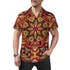 Casual shirts voor heren kleurrijke tribaal losse shirt man strand etnische bloemenprint Hawaiiaanse aangepaste korte mouwen retro oversized blouses