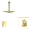 Bathroom Shower Sets Brushed Gold Rain Shower Head Bath Faucet Set 8/10/12" Ceiling Mounted Bathroom Single Function Trim Kit G230525