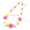 Collares con cuentas Cute Baby Girls Chunky Necklace Pinkaddred Color Fashion Bubblegum Gargantilla de cadena para niños Día de San Valentín Drop Delive Dhupr