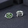 Stud -oorbellen Gem's Ballet 6.86ct Natural Chrome Diopside Vintage 925 Sterling Silver Gemstone voor vrouwen Fijne sieraden