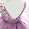 Vestidos de garotas vestido de esfera de lavanda vestido de flor para festa de casamento de tule altíssimo garoto de aniversário princesa