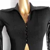 Stage Wear Latin Dance Clothes Sexy Hollow Out Long Sleeve Bodysuit Tango Ballroom Practice Rumba ChaCha Dancing Costume VDB4907