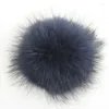 Berets 15cm Real Raccoon Pom With Press Stud Ball For Hat Shoe Bag Scarf Accessories Pompom Decor