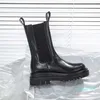 Pełne oryginalne skórzane buty Kobiety poślizgnąć się na Chelsea Boots Buty platformowe modne Chunky kostki dla kobiet buty