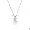 Collane con ciondolo Collana di mele con opale bianco rosa per le donne Ragazze Bella misura regolabile Catena di placcatura argento Gioielli alla moda Goccia Deliv Dh8A2