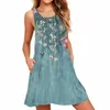 Casual Dresses Beach Floral Tshirt Plus Size Summer For Women Sleeveless Tank Dress Formal Occasion Woman Clothing