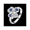 Com pedras laterais de trevo geometria azul gemstone 925 sier anéis gtgr13 anel de esterlina de alta qualidade 10 peças Deli de estilo misto Deli DHEXB