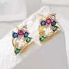 Stud Earrings Mafisar Fashion Gold Color Geometric For Women Colourful CZ Zircon Pave Setting Earring Female Wedding Jewelry