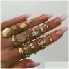 Ringos de cluster Boho Gold Packable Ring Conjunto de articulação de dedos esculpidos de dedos elegantes Acessórios de mão Jóias para mulheres e meninas Deliciar delicatessen dhyuc