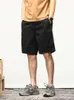 Pantalones cortos para hombre, ropa de trabajo lisa cepillada de algodón elástico informal de verano, bermudas holgadas rectas para hombre P230524