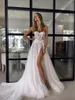 line Boho A Wedding Dresses Sweetheart Appliques Backless Slit Tulle designer wedding bridal gowns ppliques