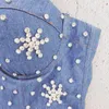 Canotte da donna Designer sexy Crystal Diamonds Denim Snowflake Cotton Canotte Top 2023 High Street Celebrity Party Short Camis Crop