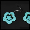 Charme Femmes Étoiles Et Fleurs Tibétain Sier Turquoise Boucles D'oreilles Gstqe030 Mode Cadeau Style National Femmes Diy Boucle D'oreille Drop Delivery J Dhzvm