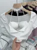 Women's T Shirts Women's T-shirt Harajuku Black Korean Y2k Sexy Halter Neck Lace Tee Top Clothes Fashion Vintage Trendy White 2023