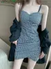 Casual Dresses Women's 2023 Party Sexy Elegant Summer Houndstooth Print Tight Club Gala Mini Dres Q368