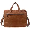 Cartelle da lavoro Jonlily Borsa a tracolla in vera pelle da uomo ad alta capacità Business Commuter Laptop Casual Daybag -KG1072