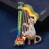 Creative Music Cat Brooch Playing Harp Musician Multicolor Rhinestone Cartoon Animal Brooch Pins Coat Jewelry Gift