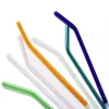 25cm Reusable Glass Straws Eco Borosilicate Glass Drinking Straws Clear Colorful Straight Curved for Milk Cocktail Juice