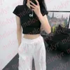 Sexy hohle T-Shirts Sommer Frauen rückenfreies Crop Top Metall Brief schlanke kurze T-Shirts