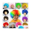 Hårtillbehör Festival Clown Wig Costume Circus Curly Party gynnar Afro Wigs Halloween Soccer Fans Drop Delivery Baby Kids Materni DHM9U