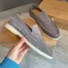 أعلى حذاء رياضة مرتفع ، أحذية غير رسمية LP LP شقة منخفضة من جلد الغزال البقر الجلدي Oxfords Moccasins الصيف المشي الراحة زلة على الشقق الوحيدة المطاطية EU36-47 مع صندوق