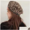 Berets Ship Autumn And Winter Ladies Woolen Personality Leopard Hats Caps Gsbl008A Fashion Simple Retro Elegant Painter Allmatch Oct Dhm1C