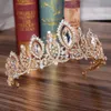 Other Fashion Accessories KMVEXO Wedding Bridal Red Blue Crystal Tiaras Crowns Princess Pageant Prom Rhinestone Veil Tiara Headband Bride Hair Accesso J230525