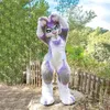 Grijze mascotte hukdog fursuit fullsuit tiener kostuums kind vol harige pak furries anime digitigade kostuum gebogen poten angel draak