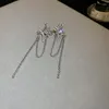 Brincos Dangle Kpop Cristal Star Chain Tassel para mulheres Y2K Rhinestone Brincho cruzado Piercing Geometric Stud
