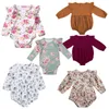 Rompers Citgeett Spring Spring Baby Roupas Nascido Criando garotas Floral Manga Longa Ruffles Romper Roupfits Roupos Sunsuit Roupos 230525