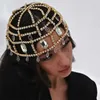 Autres accessoires de mode Stonefans Mesh Head Chaîne Bijoux Accessoires Bohème Front Mode Nouveau Casque De Mariée Chapeaux Pendentif Grille Chapeau pour W J230525