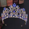 Autres accessoires de mode KMVEXO baroque magnifique grand diadèmes strass rose bijoux de cheveux pour les femmes cristal couronne de mariage mariée chapeaux fête Jewe J230525