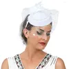 Bandanas Bride Veils Wedding Mesh Pearl Hat Kvinnor Hårtillbehör Tea Party Headpiece 28x25cm Bankett Huvudkläder Vit tygdekor Miss