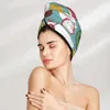 Fille Cheveux Séchage Chapeau Fruits Tropicaux Cheveux Serviette Cap Chapeau Bain MicrofiberTowel Cap Absorption Turban