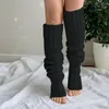 女性の靴下秋​​の冬固形色のトレイルストッキングニットニットフットカバー膝の上で暖かいストッキング