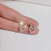 Stud Earrings Simple Female 925 Stamp Plata Bow Heart Zircon Crystal Women Glamour Wedding Jewelry Gift Pendientes