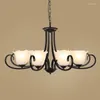 Pendellampor American Country Chandelier vardagsrumslampa Enkel smidesjärnbelysning sovrumsmatsal