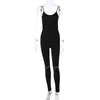 Kvinnors jumpsuits Rompers 2023 Summer Women's New Fashion Hollow Out Strap Open Back Tight Sports Jumpsuit T230525