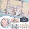 Canvas Large Capacity Portable Pencil Bag Bow Ins Pen Stationery School Japan Case Bags Kawaii Horizontal Girls Z3M3