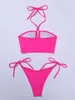 Rose Red Women's 2023 seksowna koronkowa dwuczęściowa dwuczęściowa bikini pusta łazienka zestaw strojów kąpielowych na plażę stroju kąpielowego PXZH318 P230525