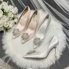 Vestido sapatos de casamento francês flácio de neve pérola bombas brancas saltos altos cetim dama de honra de tamanho grande de tamanho grande