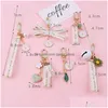 Key Rings Trendy Korean Fashion Flower Keychain Lanyard Lace Ribbon Cute Daisy Pendant Chain Car Keyring Holder Bag Charms Accessori Dhuli