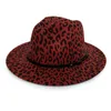Широкие шляпы Brim Bucket Fashion Women Leopard Print Wool Fedora Jazz Classic Bowler Hat Hame Trend Trend большой кусочек панамской вечеринки Dhbu8