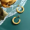 Stud Earrings Minimalist Stainless Steel Cubic Zirconia C-shaped Geometric Hoop For Women Girls Tarnish Free Fashion Jewelry Gift