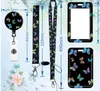 Keychains 1set Butterfly Color Cute Named Card Holder Identity Badge With Lanyard Neck Strap Bus ID Holders Key Chain