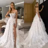 A Boho Backless line Wedding Dresses Bone Bodice Straps 3D Appliques Tulle wedding bridal gowns ppliques