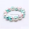 Beaded Newest Design Fashion Ranbow Color Beads Kid Bracelet Beautif Imitation Pearl Children Girl Jewelry Drop Delivery Bracelets Dhdt9