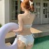 Kvinnors spårningsdräkter 2 -stycken sätter kvinnors korta shorts och bh 2023 denim bandage sexig super vit bikini kostymer set damer mager kostym